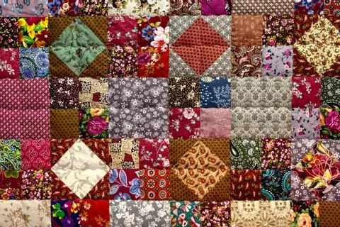 Traditional patchwork quilt or throw or rug Stock Photos