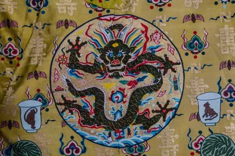 Traditional pattern on silk in China Stock Photos