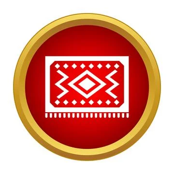 Traditional patterned rug on red circle icon Stock Illustration