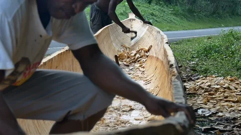 Traditional pirogue making Stock Footage 88133291