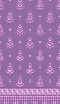 Traditional pixel tribal pattern textile Illustrazione stock