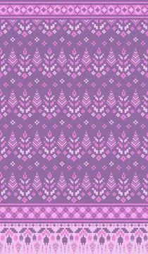 Traditional pixel tribal pattern textile Illustrazione stock