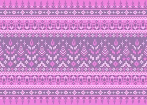 Traditional pixel tribal pattern textile Illustrazione stock