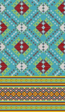 Traditional pixel tribal pattern textile Illustrazione stock