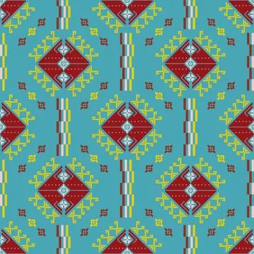 Traditional pixel tribal pattern textile Stock Illustration
