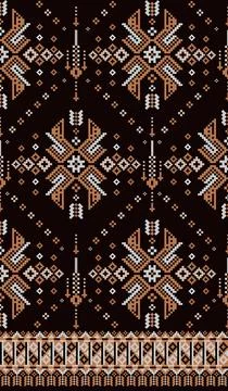 Traditional pixel tribal pattern textile Illustrazione stock