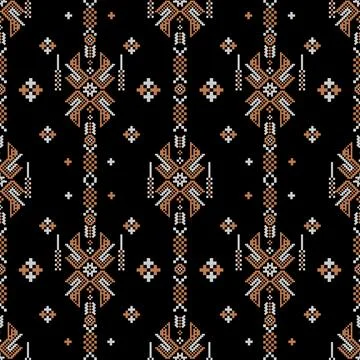 Traditional pixel tribal pattern textile Illustrazione stock