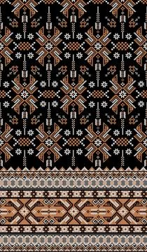 Traditional pixel tribal pattern textile Illustrazione stock
