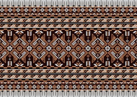 Traditional pixel tribal pattern textile Illustrazione stock