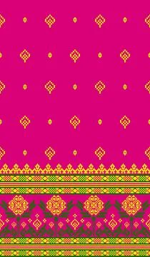 Traditional pixel tribal pattern textile Illustrazione stock