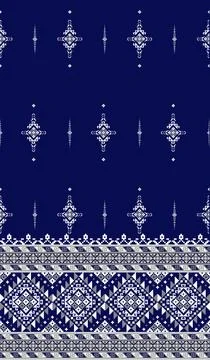 Traditional pixel tribal pattern textile Illustrazione stock