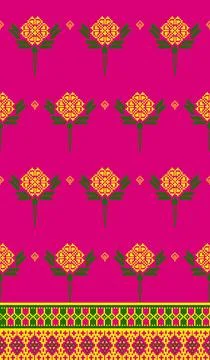 Traditional pixel tribal pattern textile Illustrazione stock