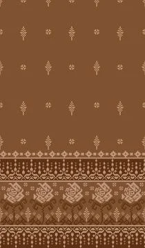 Traditional pixel tribal pattern textile Illustrazione stock