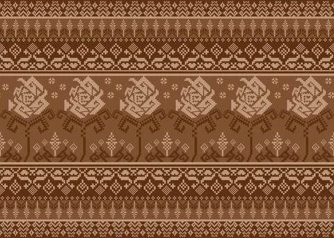 Traditional pixel tribal pattern textile Stockillustratie