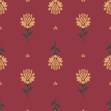 Traditional pixel tribal pattern textile Illustrazione stock