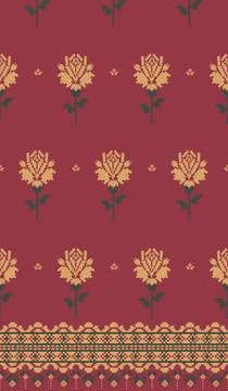 Traditional pixel tribal pattern textile Illustrazione stock