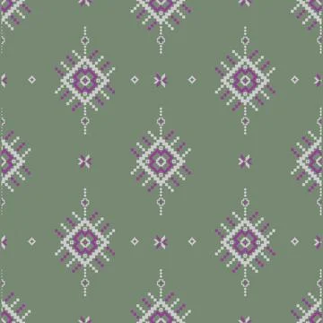 Traditional pixel tribal pattern textile Illustrazione stock