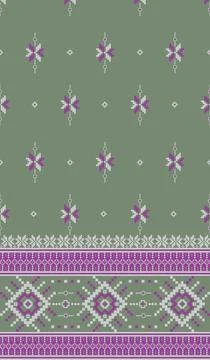 Traditional pixel tribal pattern textile Illustrazione stock