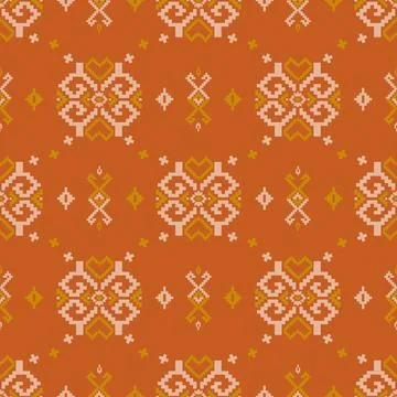 Traditional pixel tribal pattern textile Illustrazione stock