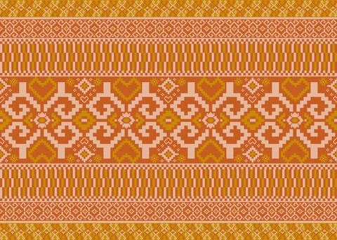 Traditional pixel tribal pattern textile Illustrazione stock