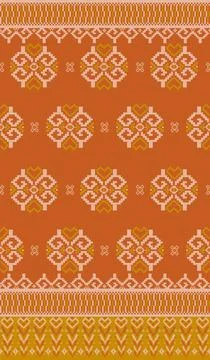 Traditional pixel tribal pattern textile Illustrazione stock