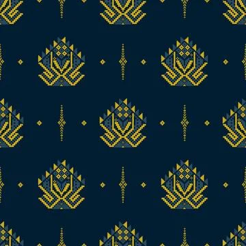 Traditional pixel tribal pattern textile イラスト素材