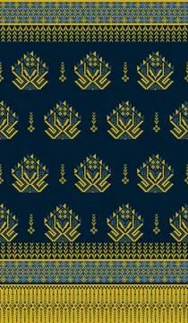 Traditional pixel tribal pattern textile Illustrazione stock