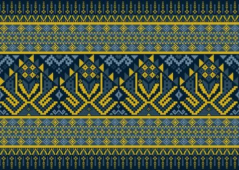 Traditional pixel tribal pattern textile イラスト素材