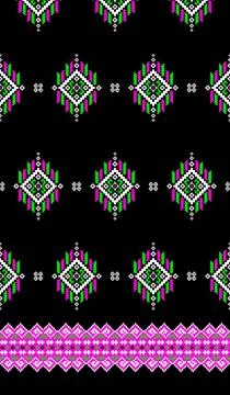 Traditional pixel tribal pattern textile Illustrazione stock