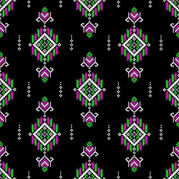 Traditional pixel tribal pattern textile Illustrazione stock