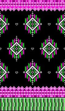 Traditional pixel tribal pattern textile イラスト素材