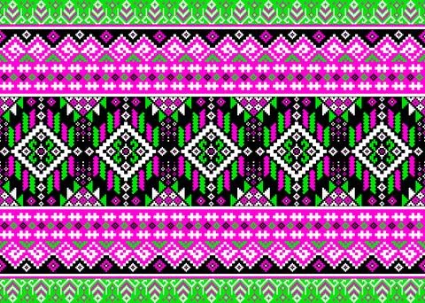 Traditional pixel tribal pattern textile イラスト素材