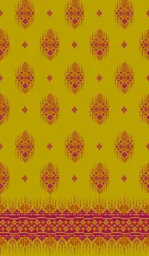 Traditional pixel tribal pattern textile Illustrazione stock