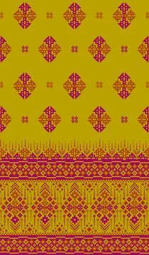 Traditional pixel tribal pattern textile Illustrazione stock