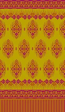 Traditional pixel tribal pattern textile イラスト素材