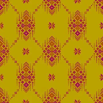 Traditional pixel tribal pattern textile イラスト素材