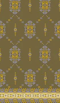 Traditional pixel tribal pattern textile 스톡 일러스트