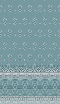 Traditional pixel tribal pattern textile 스톡 일러스트