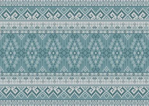 Traditional pixel tribal pattern textile Illustrazione stock