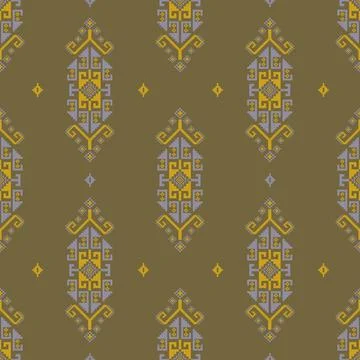 Traditional pixel tribal pattern textile 스톡 일러스트