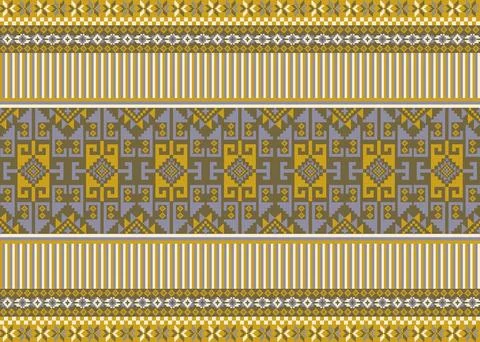 Traditional pixel tribal pattern textile イラスト素材