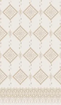 Traditional pixel tribal pattern textile 스톡 일러스트