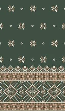 Traditional pixel tribal pattern textile Illustrazione stock