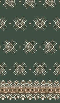 Traditional pixel tribal pattern textile Illustrazione stock