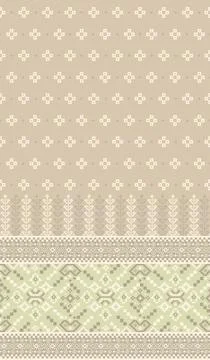 Traditional pixel tribal pattern textile Stock Illustration