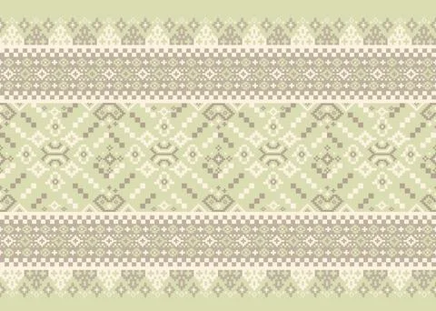 Traditional pixel tribal pattern textile Illustrazione stock