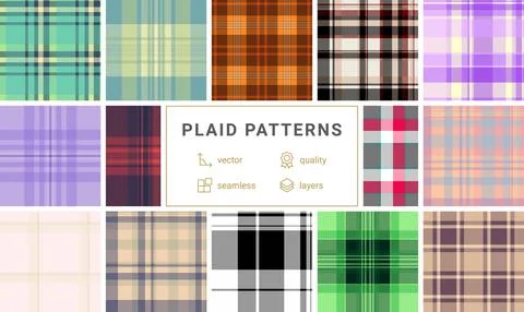 Traditional plaid pattern bundle adapted for birthday aesthetics. Classic t.. Stock Illustration