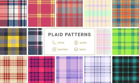 Traditional plaid pattern bundle adapted for scrapbooking aesthetics. Class.. Stock Illustration