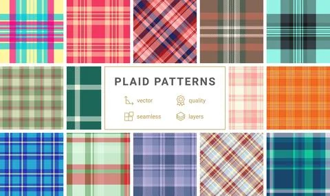 Traditional plaid pattern bundle adapted for Thanksgiving themes. Classic tar Stock Illustration