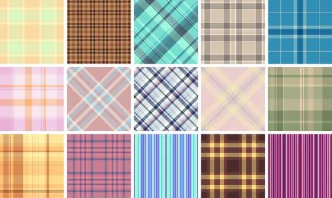 Traditional plaid pattern bundle inspired by classic childrens shirts. Time.. Stock Illustration